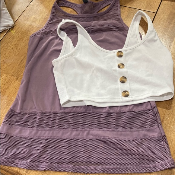 Beautiful crop top and tank top size L white and purple color - Picture 2 of 7